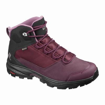 Salomon OUTWARD GORE-TEX - Naisten Vaelluskengät - Viininpunainen/Mustat